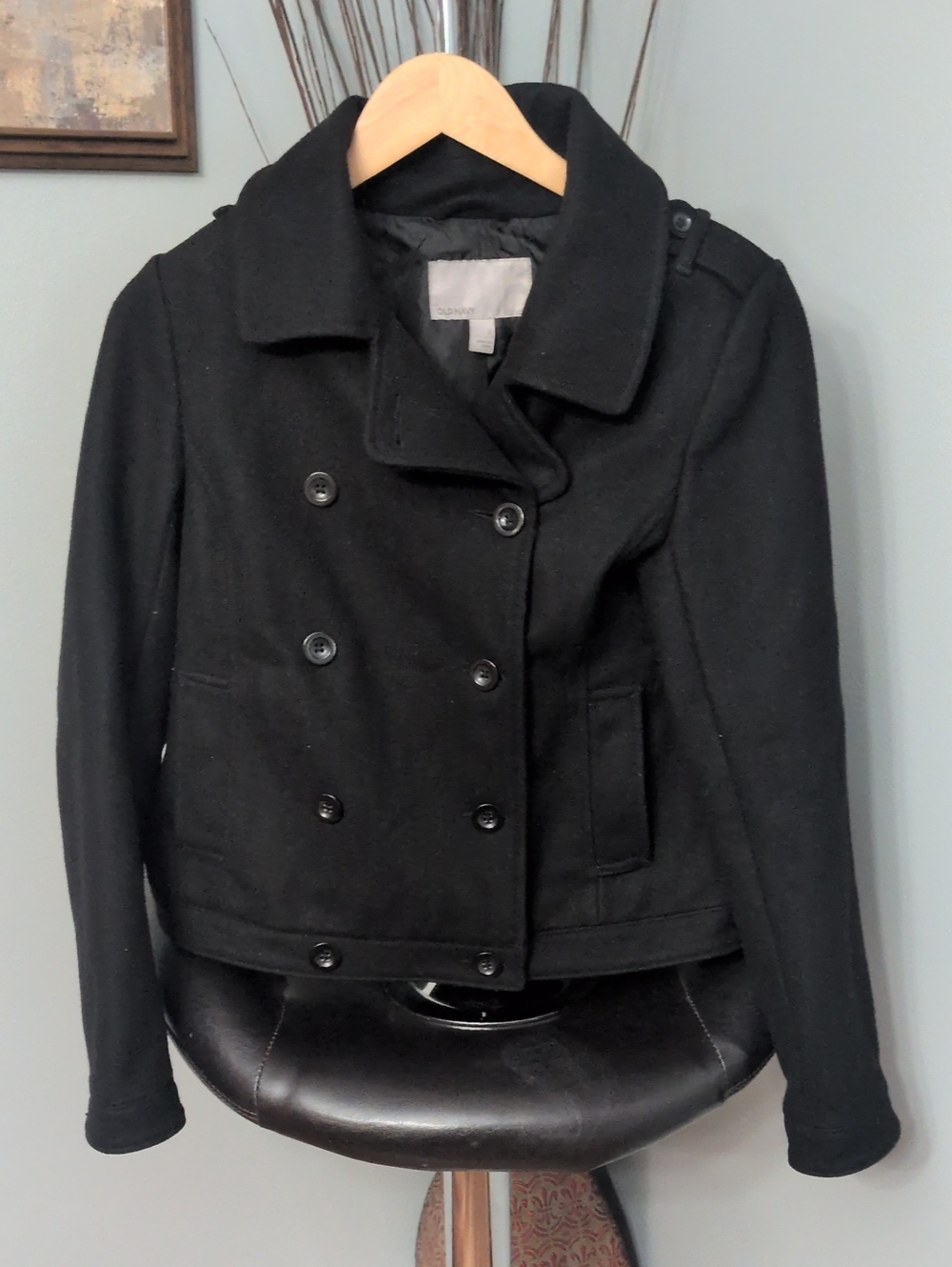 Old Navy Black Double-Breasted Pea Coat